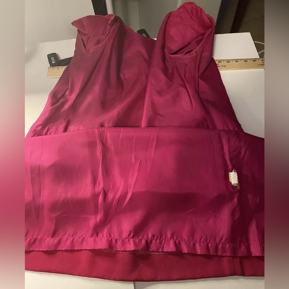Vintage Albert Nipon Magenta Ruffle Bow Button Lined Dress Size 4 Shoulder Pads - Picture 9 of 16